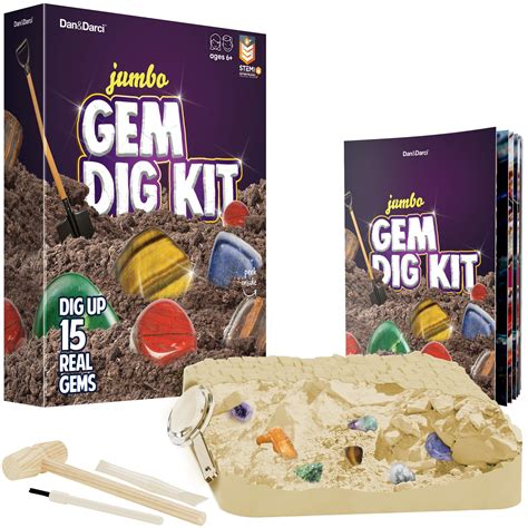Dan & Darci Mega Gem Dig Kit - Dig up 15 Real Gemstones - Great Science