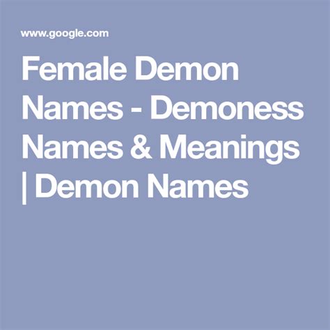 Female Demon Names Demoness Names And Meanings Demon Names Female