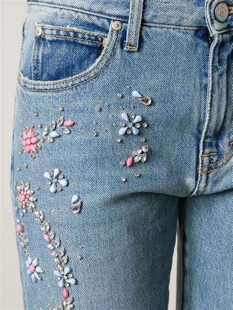 Lyst Msgm Embellished Jeans In Blue