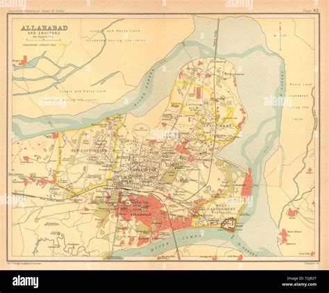 Allahabadprayagraj Town City Plan Cantonment British India 1909 Old