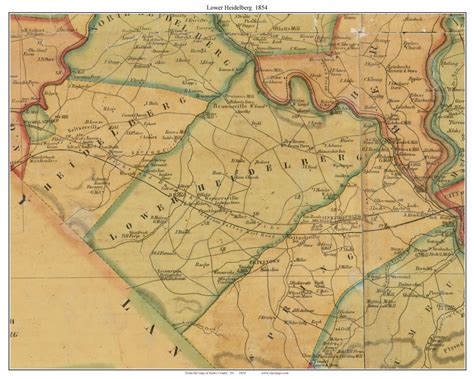 Lower Heidelberg Township Pennsylvania 1854 Old Town Map Custom Print