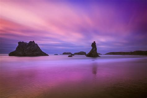 Dusk Summer Formation Waves Seascape Long Exposure Oregon