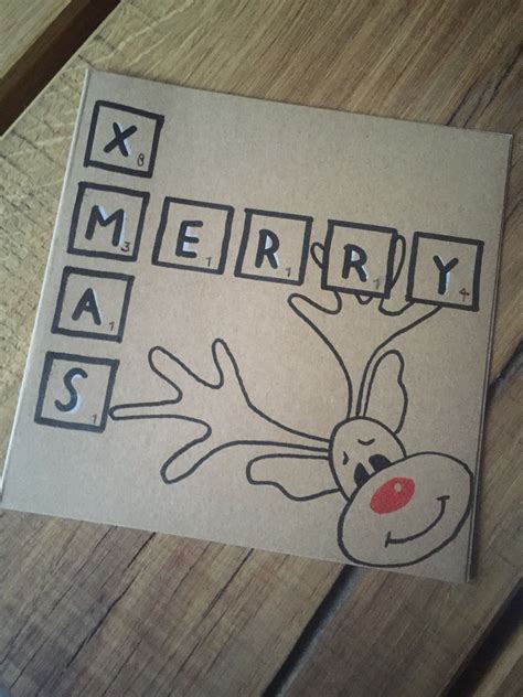 Handlettering Kerstkaart Christmas Merry Xmas Rudolph Handmade