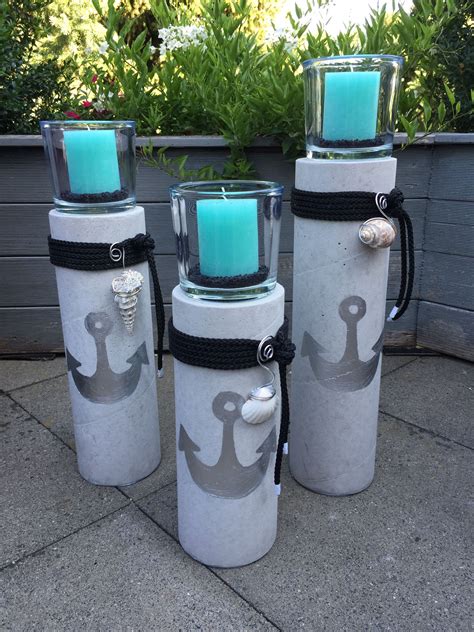 So wird der teich auch abends durch die beleuchtung schön in szene gesetzt. Betonsäulen für den Garten oder Balkon im maritimen Look 😊 ...