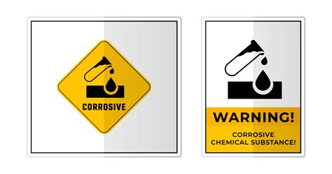 Corrosive Chemical Substance Warning Sign Label Symbol Icon Vector