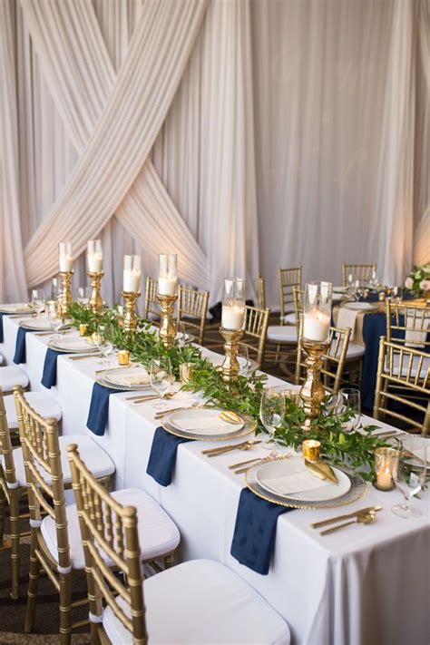 Navy blue gauze table runners. Hutton Hotel - Nashville Wedding Reception | Navy blue ...