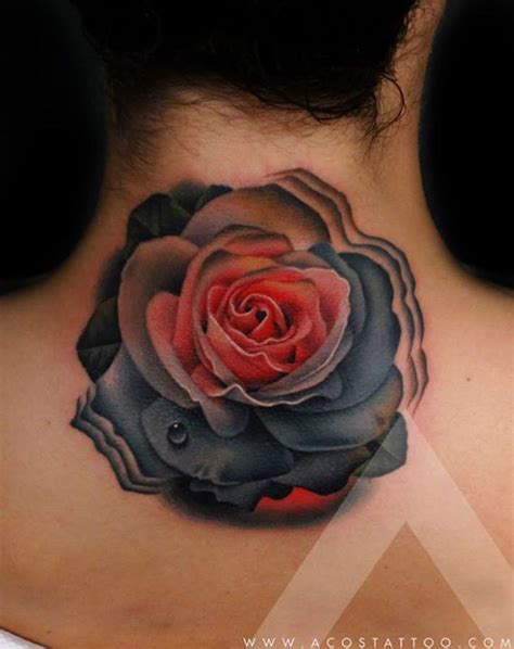 Dark Rose Neck Tattoo Best Tattoo Design Ideas