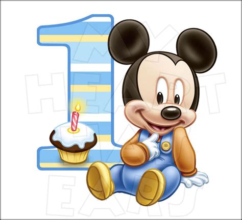 Baby Mickey Mouse 1st Birthday Instant Download Digital Clip Art Image