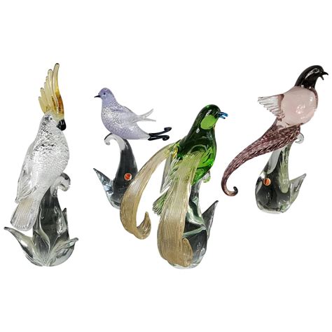 Murano Glass Bird Collection Four Formia Vetri Di Murano At 1stdibs