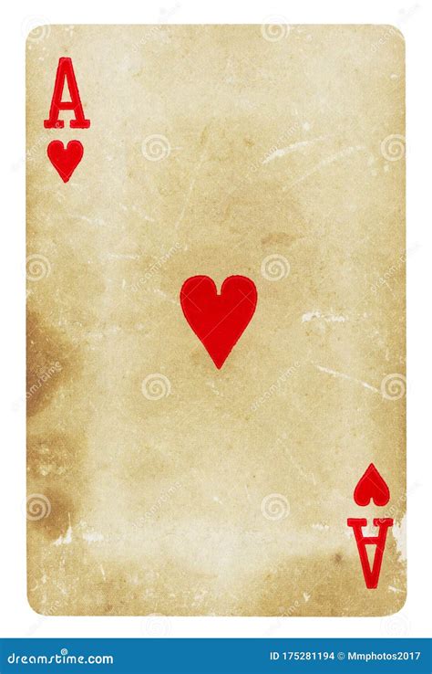 Ace Of Hearts Vintage Playing Card Isolated On White Stock Photo