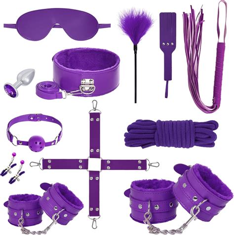 rbenxia 12 pcs sex bondage bdsm restraints kits fetish handcuffs ankle cuff collar