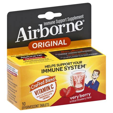 Airborne Immune Support Supplement Very Berry Effervescent Tablets