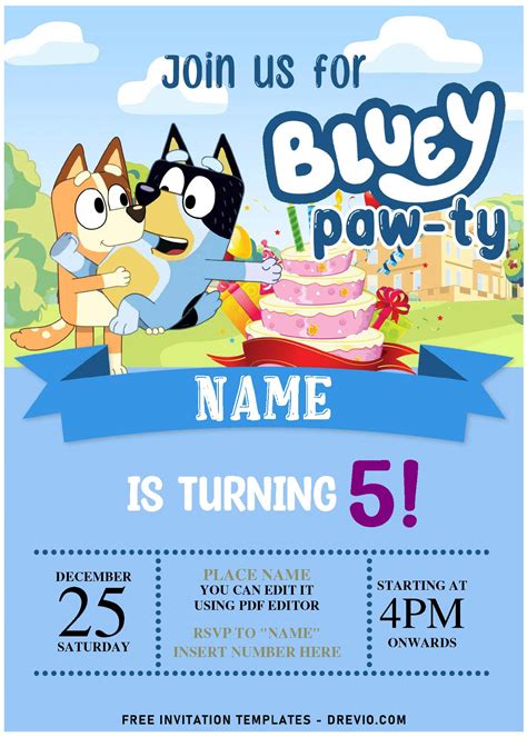 Bluey Invite Template