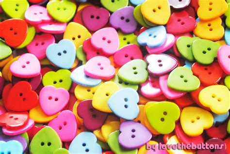 Lovethebuttons Bright 18mm Heart Buttons