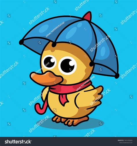 Cute Duck Umbrella Rain Cartoon Stock Vector Royalty Free 1941453643