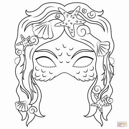 Mermaid Coloring Mask Pages Printable Colouring Mermaids