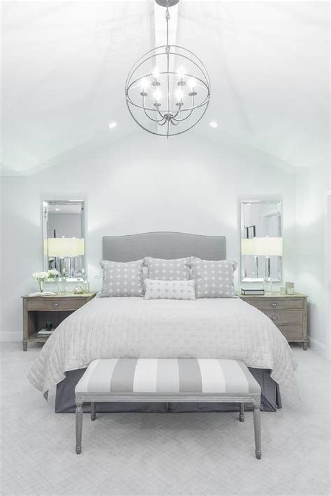 Decorate vaulted ceiling family room tulumsmsenderco great rooms. Gray Camelback Headboard with Striped Gray Bedroom Bench ...