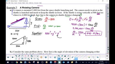 Ap Calculus Ab Related Rates Shuttle Problem Youtube