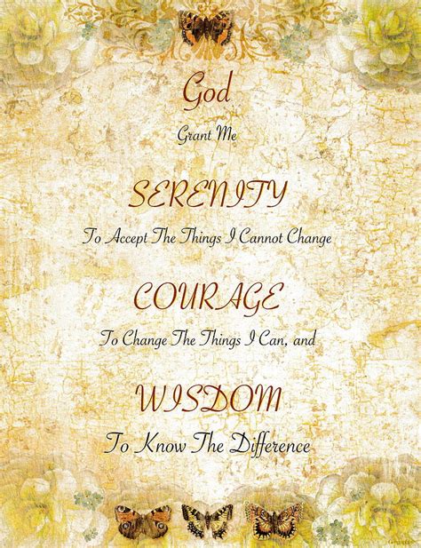 Serenity Prayer With Flowers And Butterflies Painting By Desiderata Gallery