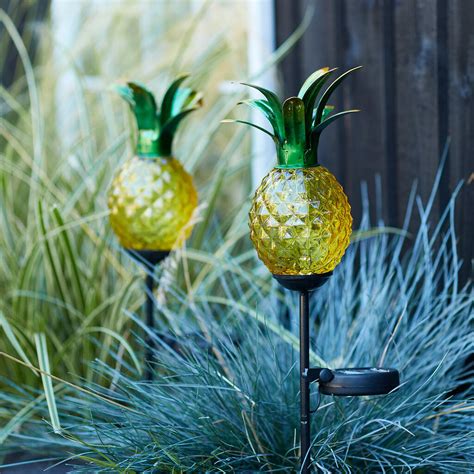 Two Pineapple Solar Stake Lights By Lights4fun