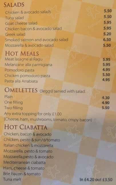 Menu At Cafe Amici Pinner 53 Bridge St