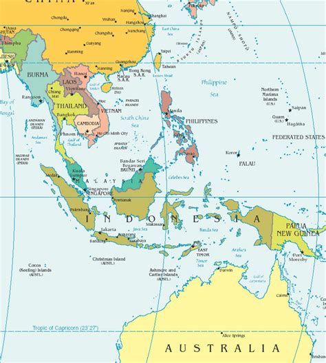 Mapa Político Do Sudeste Asiático