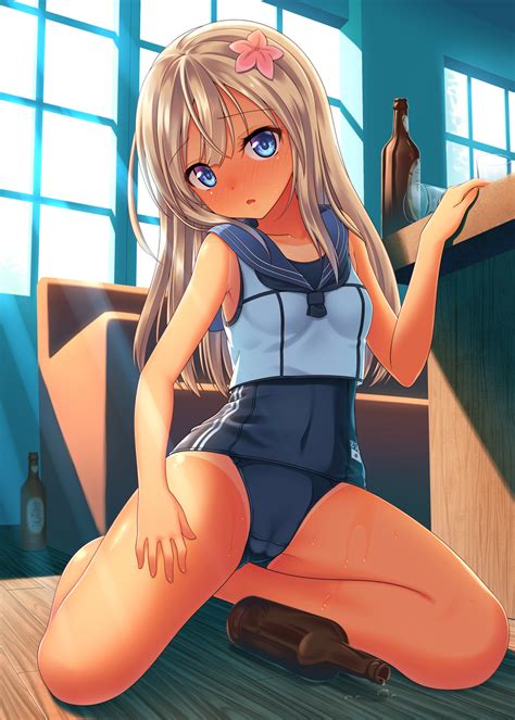 nazu na ro 500 kancolle kantai collection highres 10s 1girl alcohol beer blonde hair