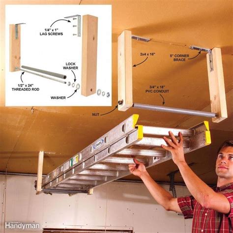 Keep Ladders Out Of The Way Garage Storage Diy Garage Storage