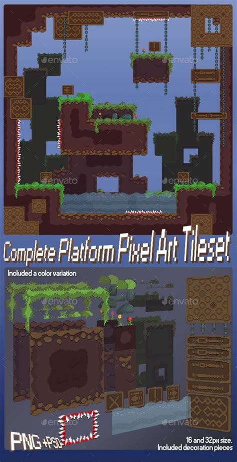 Complete Platform Pixel Art Tileset Pixel Art Pixel Art Games Pixel Images