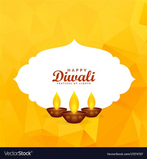 Yellow Diwali Festival Greeting Background Vector Image