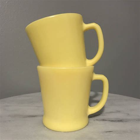 Vintage Fire King Anchor Hocking Yellow Coffee Mugs Etsy Canada