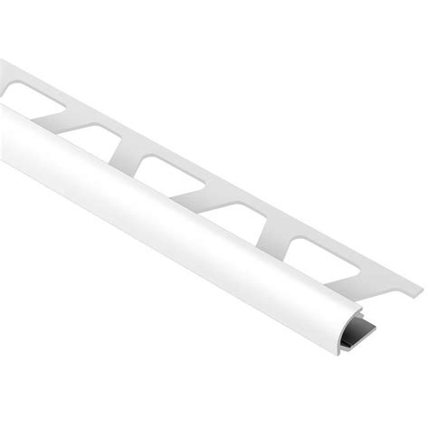 The trim finishes the edges and protects the tile from a popular brand is schluter, shown here. Schluter Rondec Bright White Color-Coated Aluminum 3/8 in ...