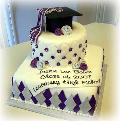 Purple And Silver Graduation Cake Fondant With Purple And Silver