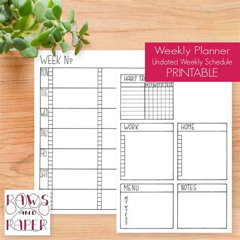 Printable Weekly Planner 2 Pages Weekly Schedule Printable | Etsy | Weekly planner, Weekly ...