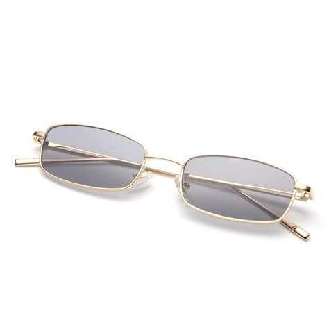 Small Rectangle Sunglasses With Metal Frame Sunglassesme