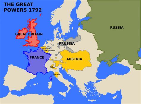 Five Great Powers Of Europe At The Start Of French Revolutionary Wars