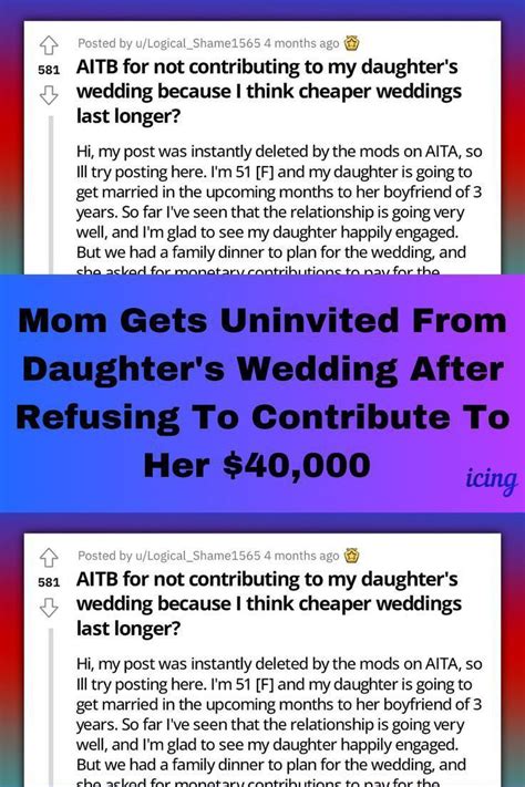 Mom Gets Uninvited From Daughter S Wedding After Refusing To Contribute