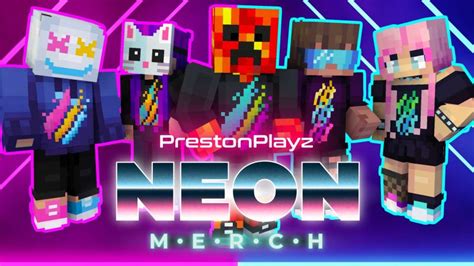 Prestonplayz Neon Merch By Firegames Minecraft Skin Pack Minecraft