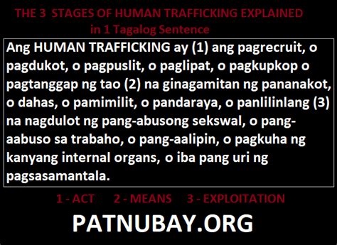 the three 3 stages of human trafficking explained in one 1 tagalog sentence patnubay online