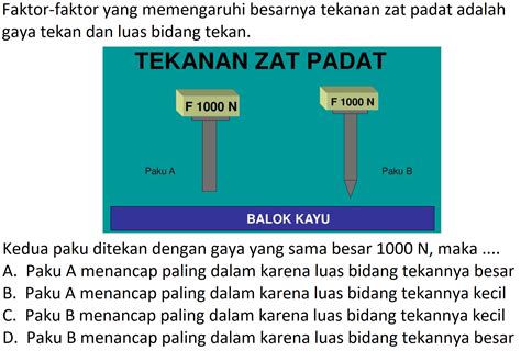 Faktor Faktor Yang Memengaruhi Besarnya Tekanan Zat Padat