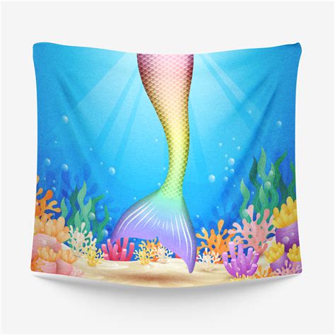 Pastel Rainbow Mermaid Fleece Blanket Two Oceans Mermaid Tails