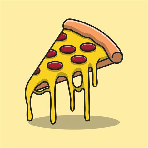 Delicious Cheese Pizza Cartoon Vector Icon Illustration 5421120 Vector