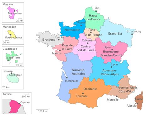Frankrijk Regio Kaart Kaart Regio Van Frankrijk West Europa Europa