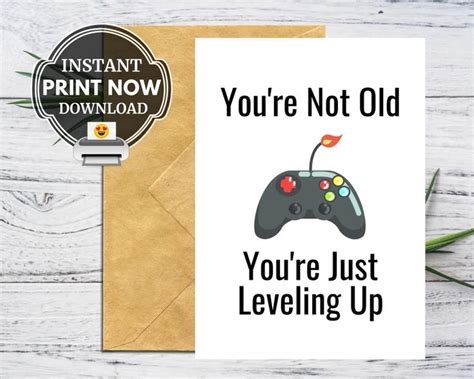 Cute Gamer Birthday Card Printable Birthday Level Up Card Etsy In
