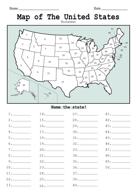 Fifty States Worksheets Free PDF At Worksheeto