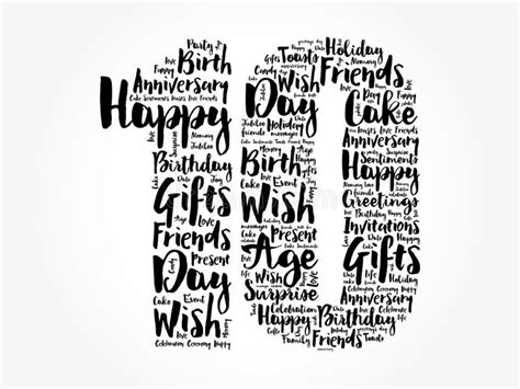 Happy 10th Birthday Word Cloud Holiday Concept Background Stock