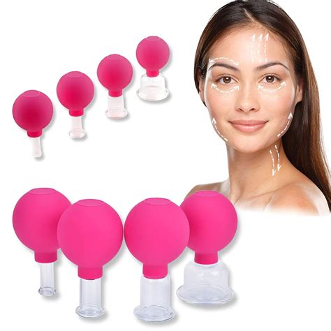 4 Pieces Facial Cupping Set Vacuum Suction Cups Silicone Cupping Therapy Set