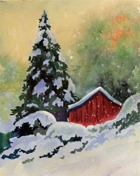 House Painting From Video Christmas Paintings Christmas Watercolor