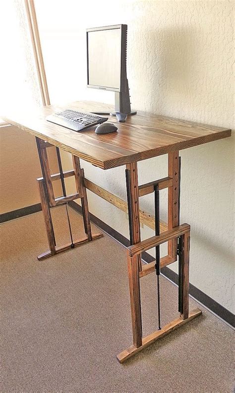 If you would like a standing desk that isn't adjustable, the basic desk frame can be configured to standing height. Manually Adjustable Wooden Standing Desk | Flats ...