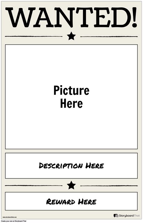 Wanted Poster Template For Students Create Wanted Posters Storyboard